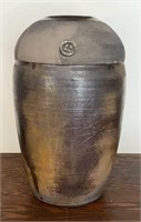 Signed Raku Fired Pottery Vase