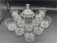 12 Pc. Drinking Glasses and Cheese Dish with Dome