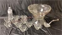 Anchor Hocking Punch Bowl, Stand, Cups & Ladle