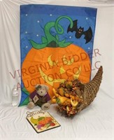 Fall Cornucopia, Welcome Plaque, Boyds Bear & Flag