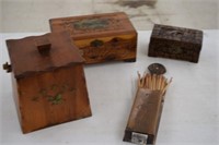 Wooden Boxes & Matchstick Holder