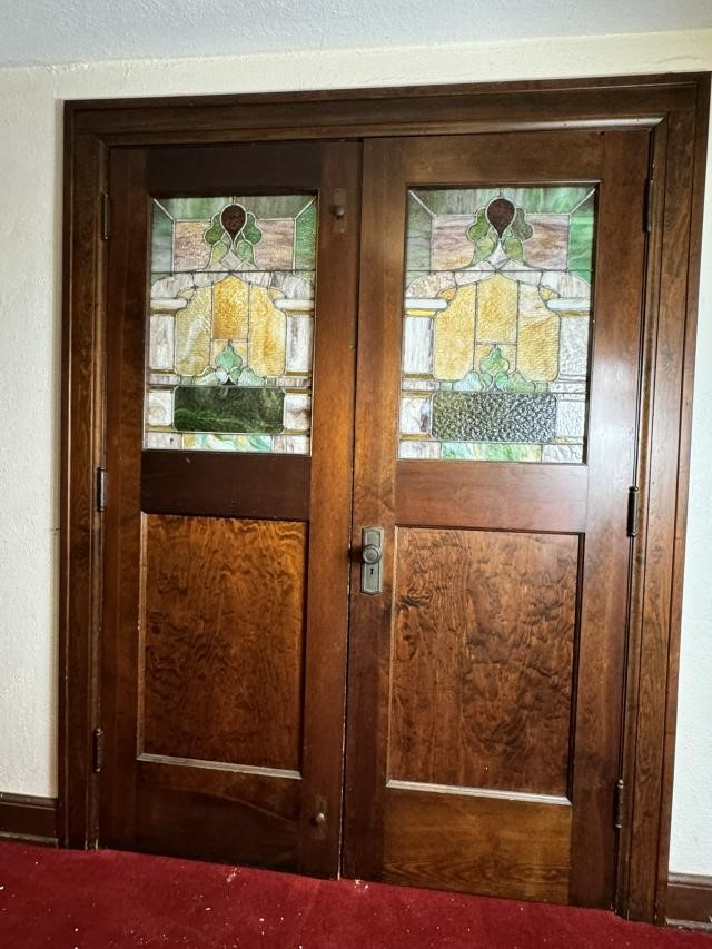 SET Vintage Entrance Doors w/Stained Glass 81x59 1