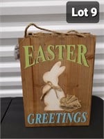 Wooden easter greetings sign