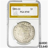 1893-CC Morgan Silver Dollar PGA XF40