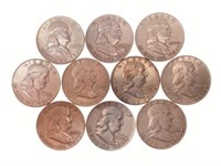 (10) 1960 & 1961 Benjamin Franklin Silver Half