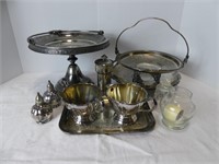 TRAY: APPROX. 9 PCS SILVERPLATE SERVING WARE