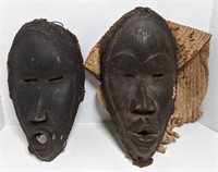 2 Dan Tribe Deangle Wood Masks, Ivory