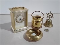 Four Brass Pcs Incl. Clock & Bell