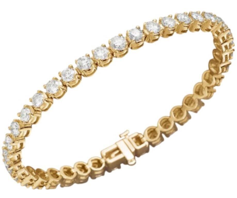 10kt Gold 10.00 ct Lab Diamond Tennis Bracelet