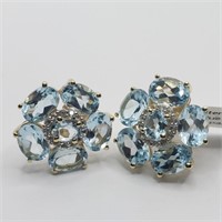 $240 Silver Blue And White Topaz(10ct) Earrings