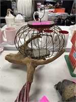 BIRD CAGE WITH DRIFTWOOD BASE