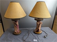 2 sewing spool desk lamps