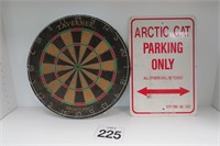 Dartboard & Metal Actic Cat Parking Sign