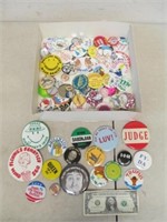 Lot of Vintage Pinback Buttons Pins - Novelty &