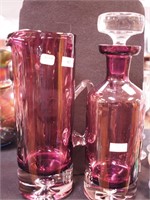 Two pieces of amethyst Polish glass by Krosno: