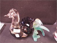 Two crystal bird figurines: amethyst 6" high