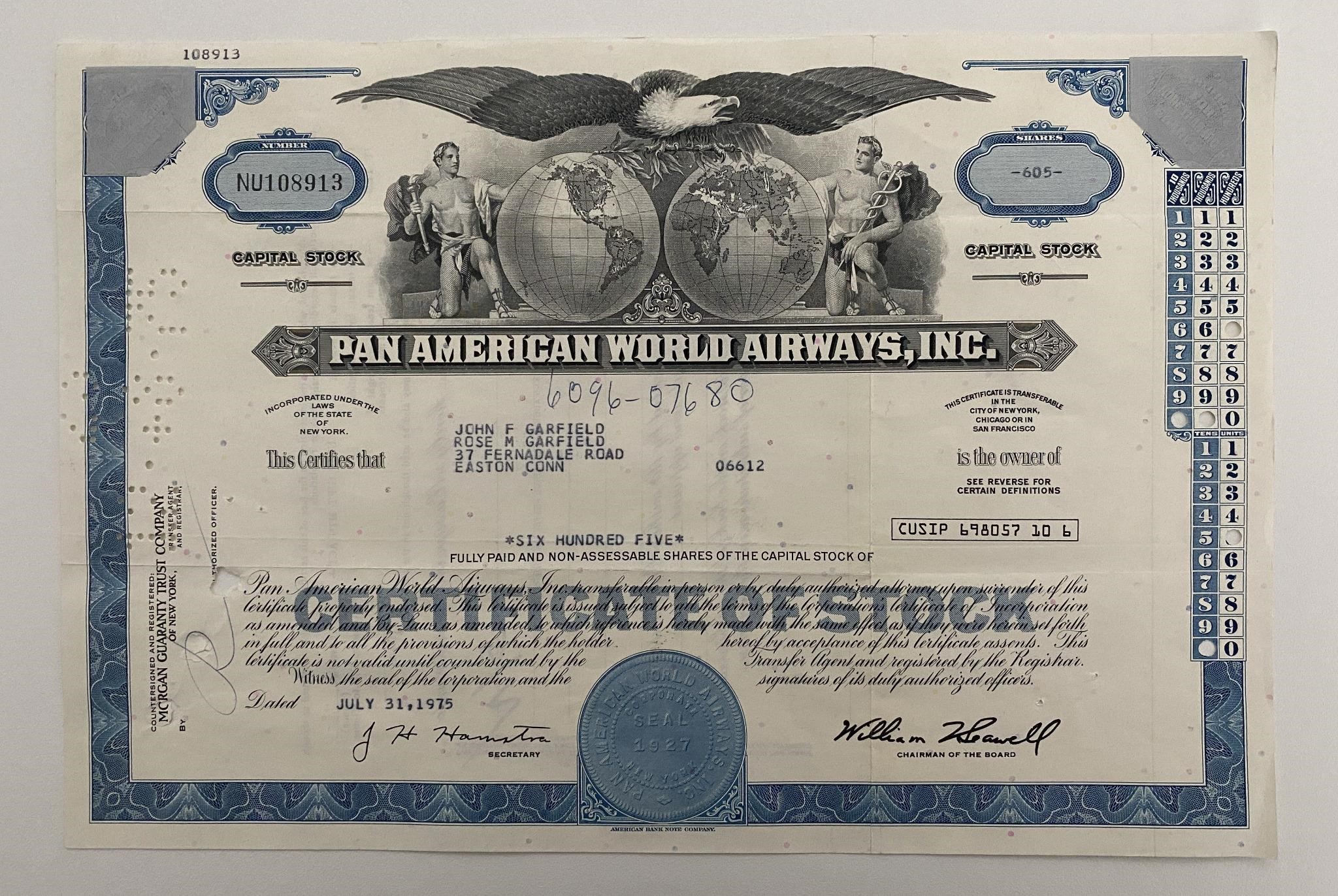 Pan American World Airways, INC Six Hundred Five S