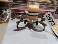 BRASS REINDEER CANDLE HOLDER