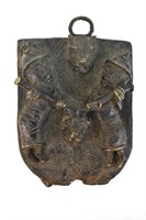 Antique Bronze African Benin Warrior Plaque
