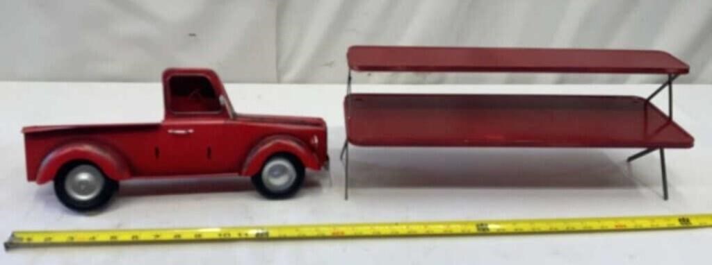 Wall Metal Red Truck, Display Foldup Shelf