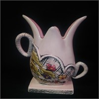 Hull Pottery #T7 Pink Blossom Flite Double Handled