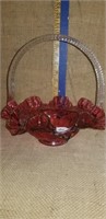 FENTON RUBY GLASS BASKET