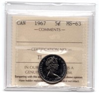 1967 Canada 5 Cent ICCS MS63