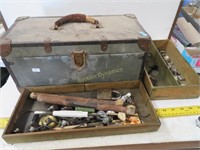 Old Tool Box w/ contents, wooden trays