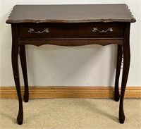 NICE MAHOGANY ONE DRAWER STAND W BRASS PULLS