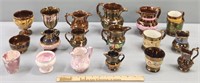 Copper & Pink Luster Staffordshire Lot Collection
