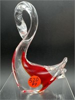 SWIRL SWAN ART GLASS PAPERWEIGHT