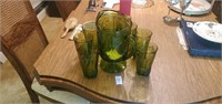 Green grape glassware, and pitcher