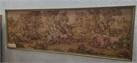 60" antique framed tapestry colonial couples sheep
