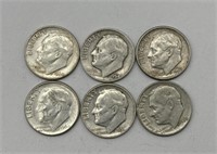 (6) Roosevelt Dimes : 1951, 1954, 1959, 1962, and