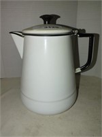 Vintage white Enamel tea kettle- coffee pot