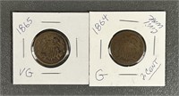 1864 & 1865 Civil War 2 Cent Coins