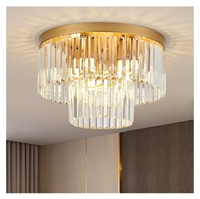 17" Gold Crystal Ceiling Light 9-Light Modern