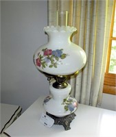 Electric floral hurricane lamp