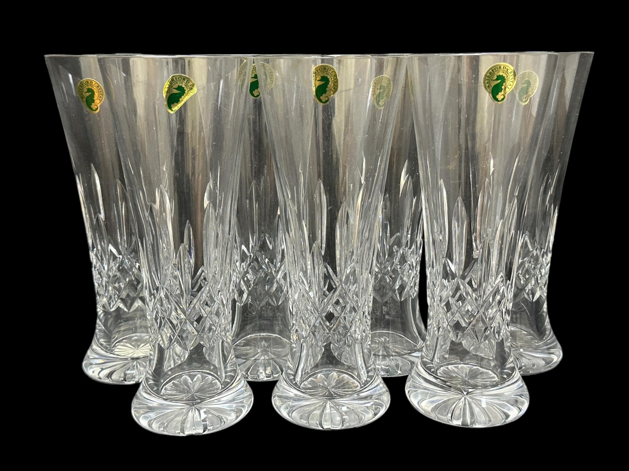 7- Waterford Lismore Pilsner Crystal Glasses