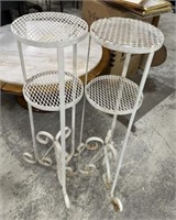 Pair of White Painted Wrought Iron Plant Stands