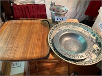 VARIOUS WOODEN AND PEWTER PLATTERS