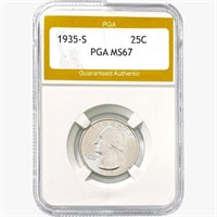 1935-S Washington Silver Quarter PGA MS67