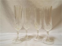 (4) Crystal Champagne Flutes 8" Tall