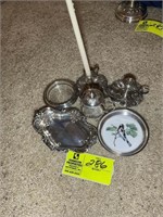 GROUP OF SMALL STERLING DISHES AND CANDLE HOLDERS