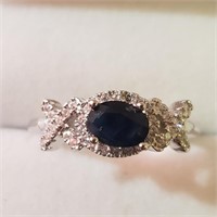 $100 Silver Sapphire Ring