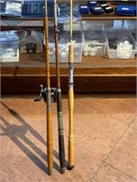 3 fishing pole one w/ Penn reel