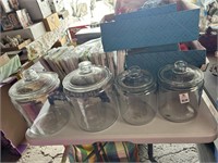 4 Piece Clear Glass Canister Set