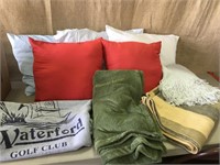Bed pillows, throw pillows and throws