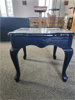 Blue Lacquer Top Wooden End Table