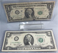(2) Two-Dollar 1976 C20180906A, One-Dollar 1963-B